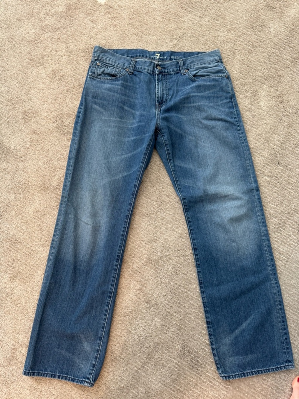 7 For All Mankind Men's Bootcut Jeans in Medium Blue Wash